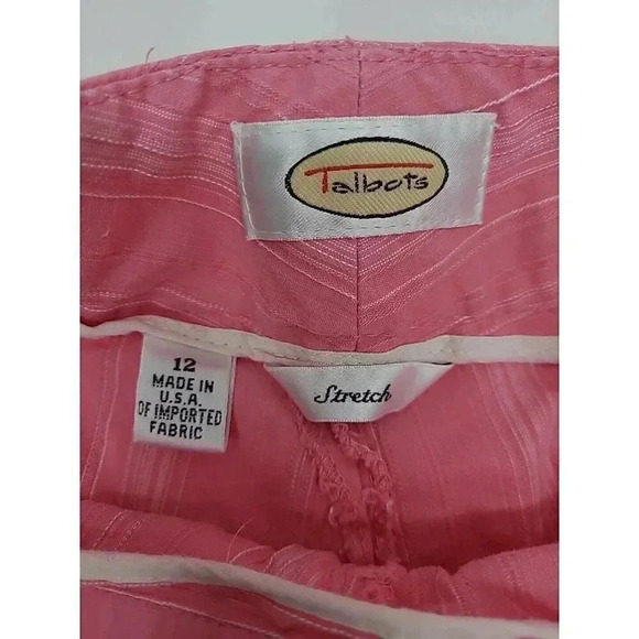 Talbots Stretch Capri Pants Women's Size 12 Pink Ribbed Made in USA - Picture 5 of 8